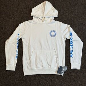 Chrome Hearts White Hoodie with Blue Graphics